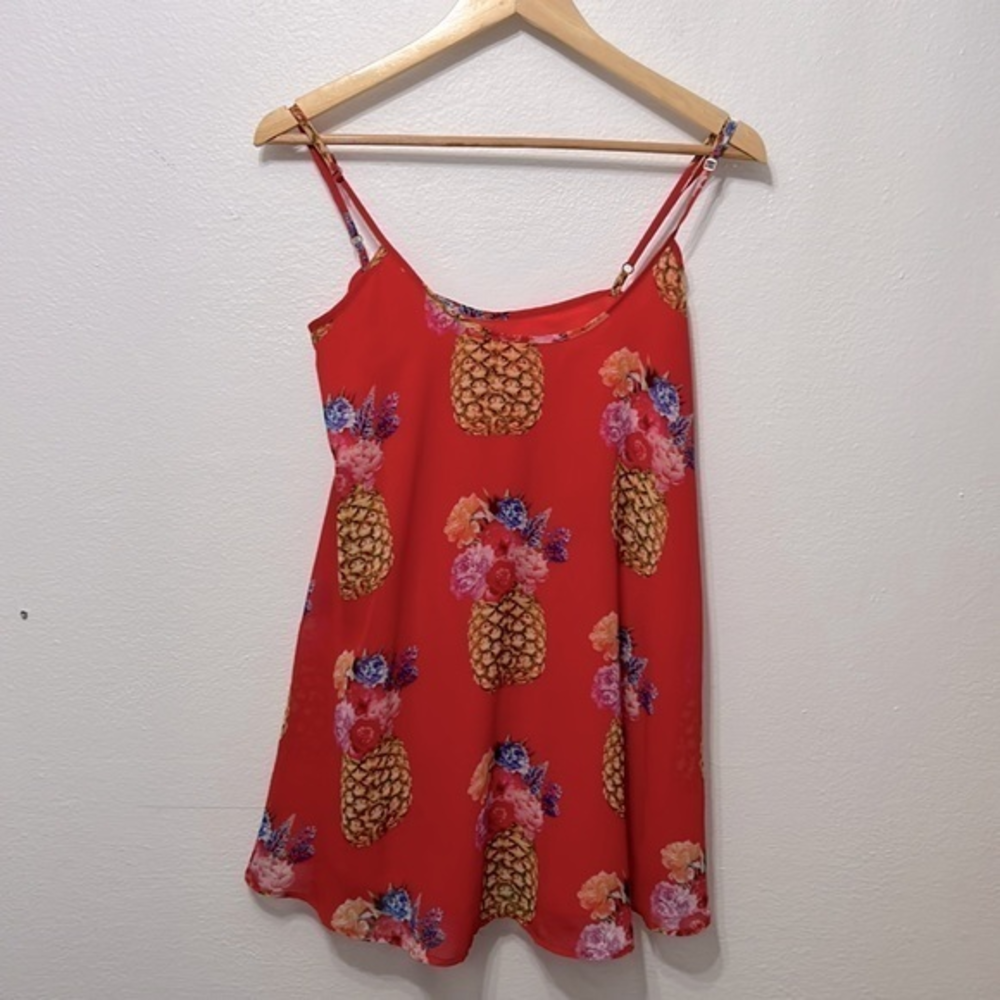 Show Me Your MuMu Pineapple and Floral‎ Tropical Red Adjustable Strap Top Size S
